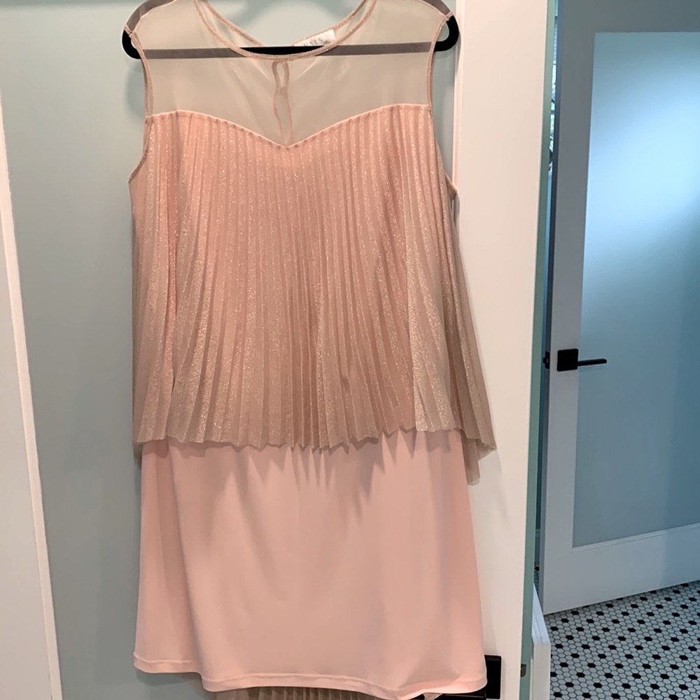 Shimmering pleated party dress dust pink salmonVal’s from Turkey